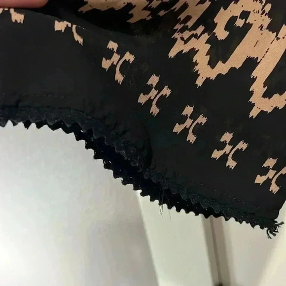 PINK PAPARATZI FLOWY BLACK & TAN 3/4 SLEEVE BLOUSE SIZE LARGE - Picture 3 of 7